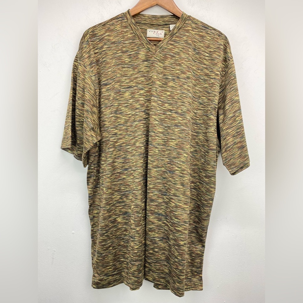 Vintage Vira Club size Large Men’s Black Green Brown Short Sleeve V-neck T-shirt